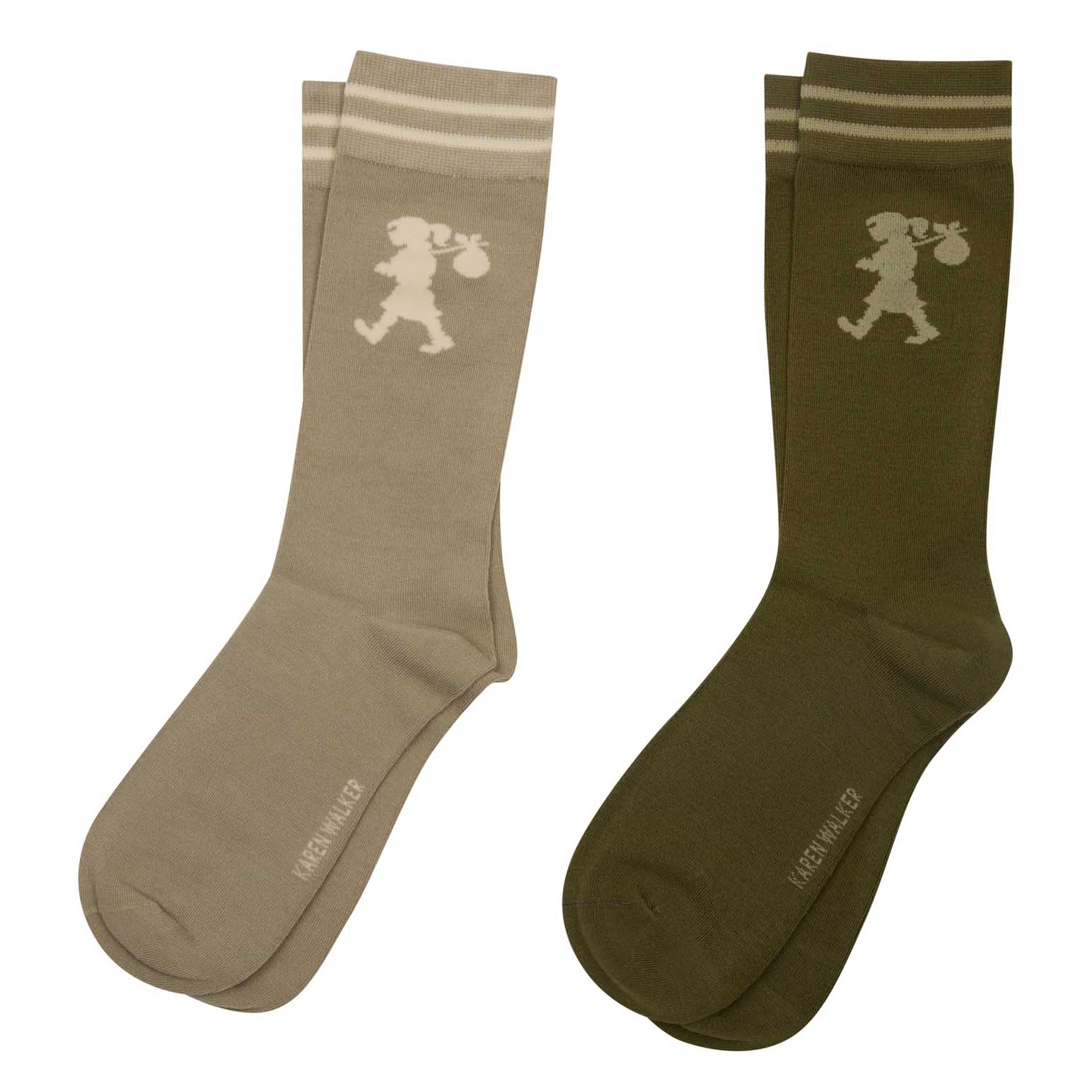 Karen Walker Runaway Girl Socks - 2 Pack Sage Olive